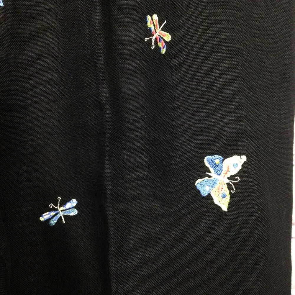 Talbots 90s Whimisgoth Artsy Linen Embroidered Nature Retro High Rise Pant 12